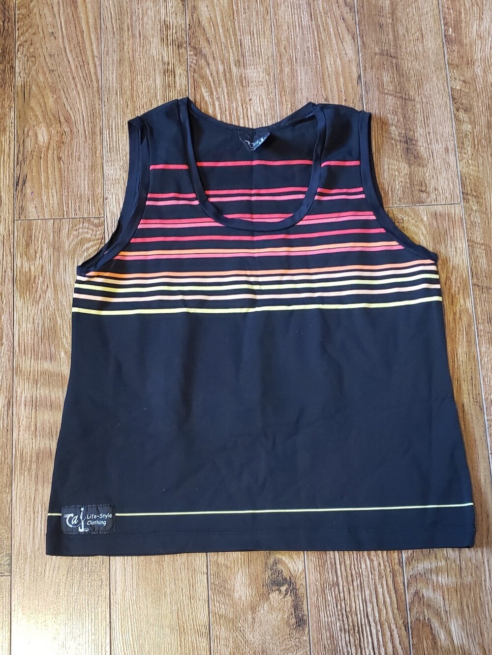 Black Tank Top with Sunset Stripe